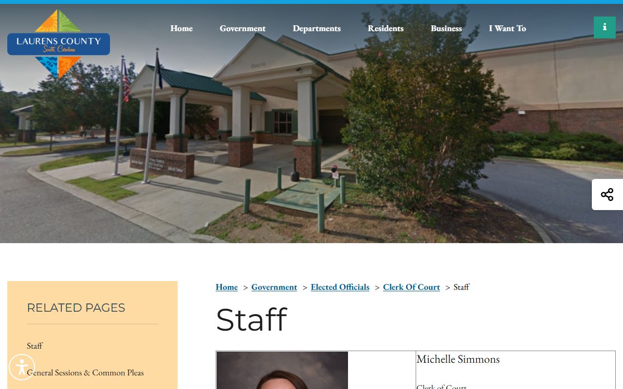 Laurens County court records Clerk of Court staff page