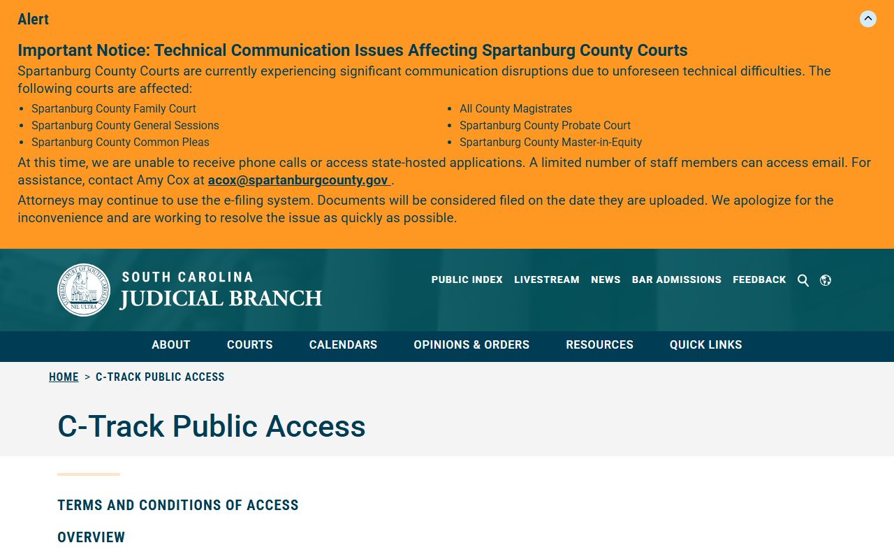 Laurens County court records South Carolina appellate C-Track access page