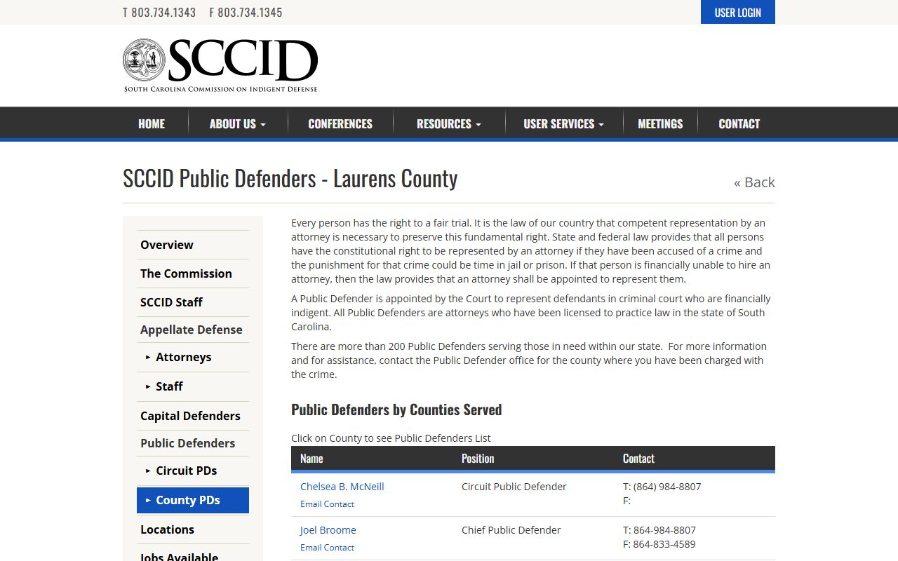 Laurens County criminal court records public defender page