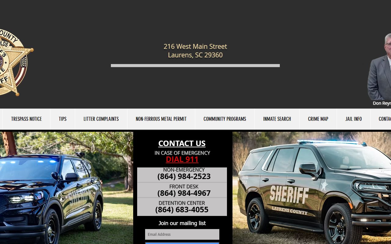Laurens County sheriff and jail records home page