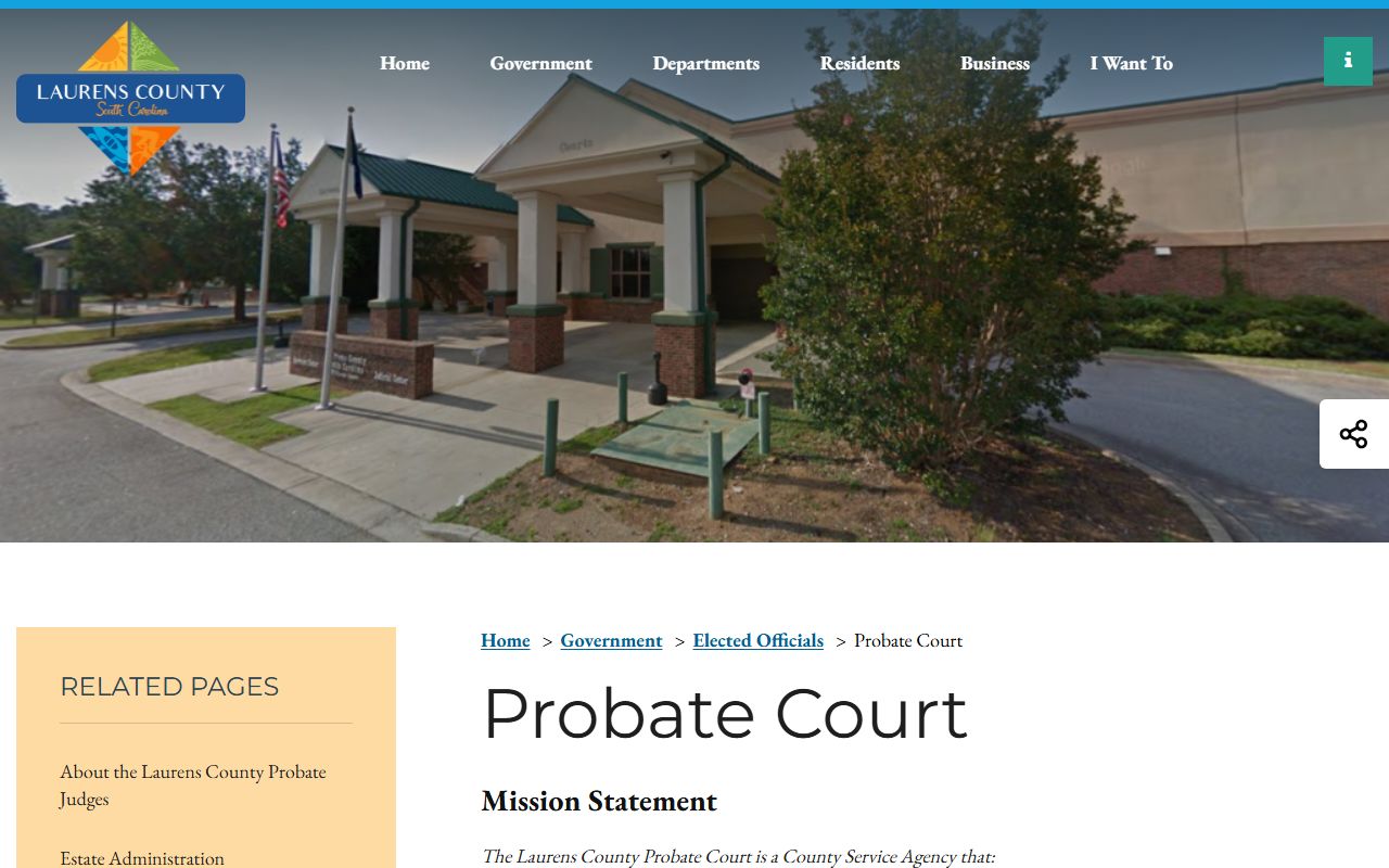 Laurens County probate court records official page