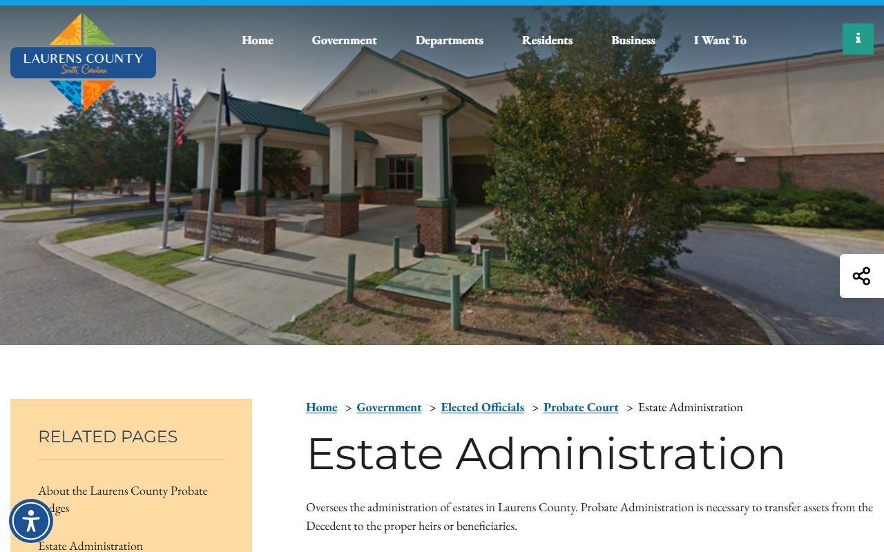 Laurens County probate records estate administration access