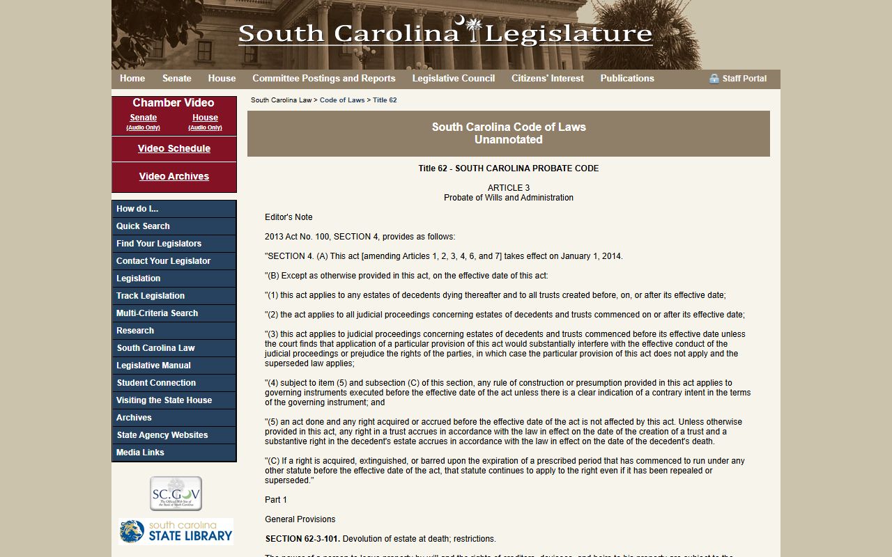 Laurens County probate records South Carolina Probate Code Article 3