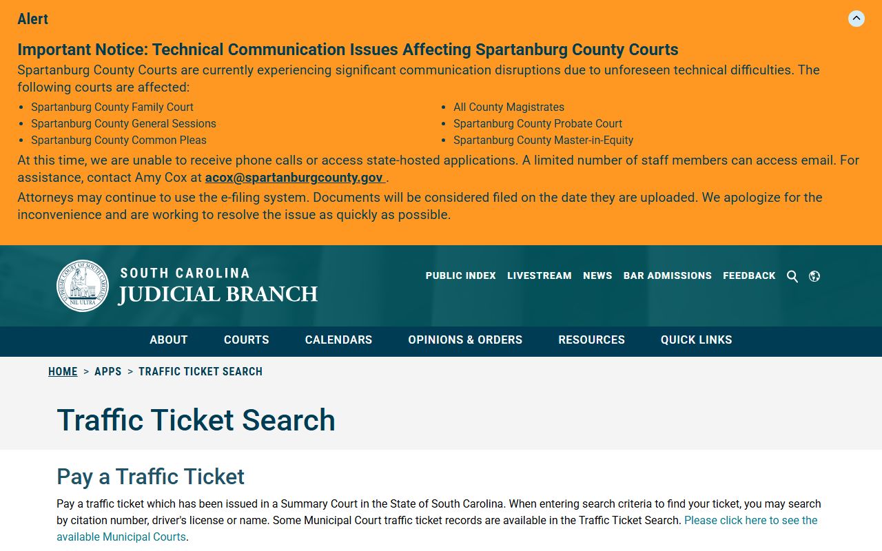 Laurens County traffic court records South Carolina ticket search