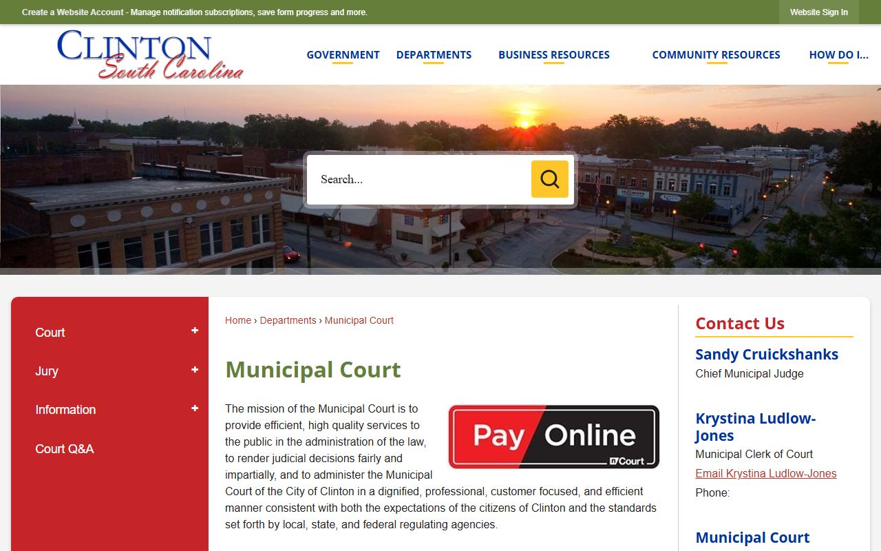 Laurens County traffic court records Clinton Municipal Court